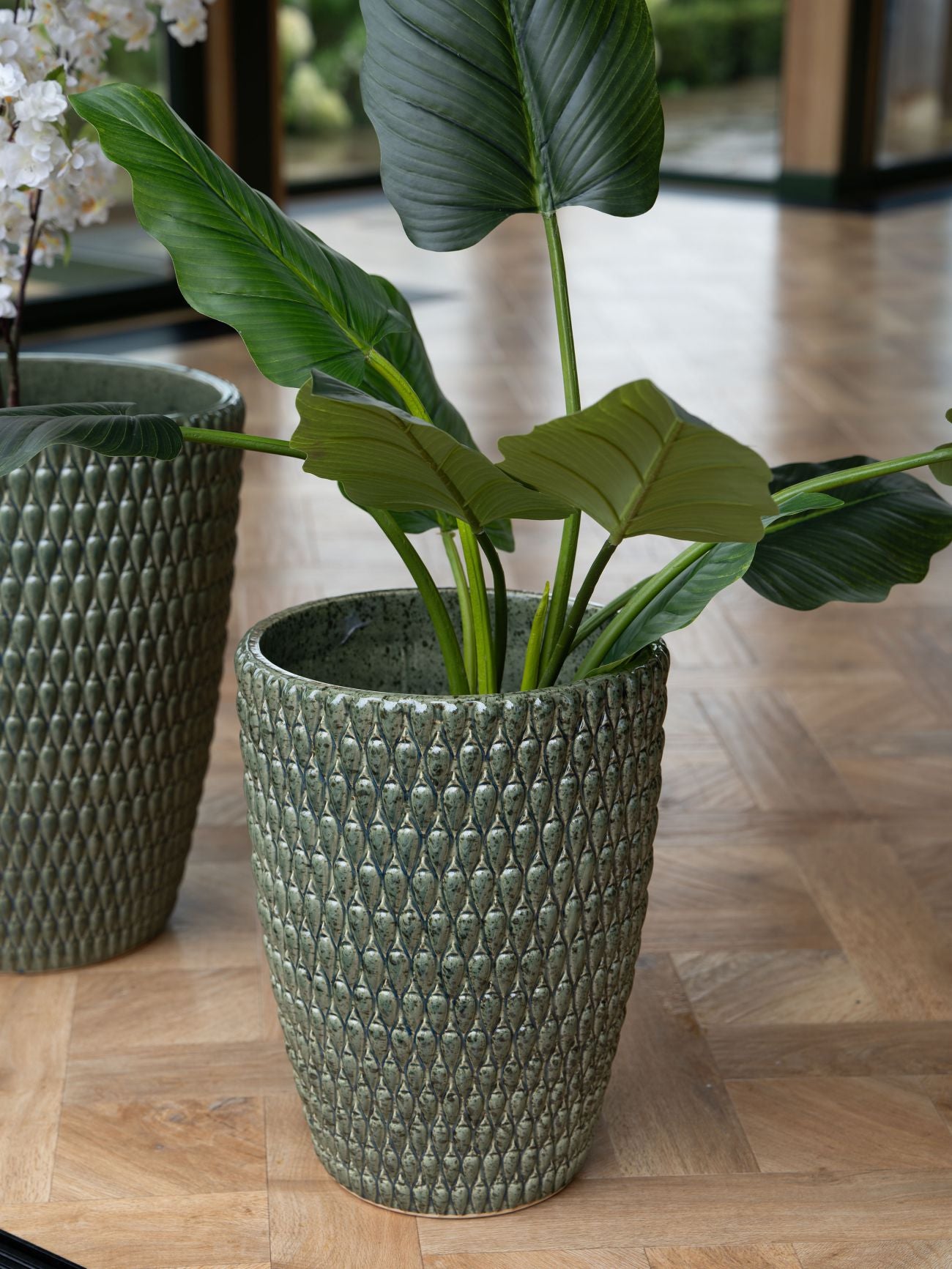 Mediterranean Reactive Glaze Ceramic Green Planter